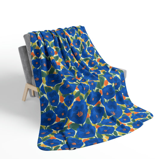 Floral Fleece Sherpa Blanket | Sapphire Garden | Cherrified Co. Design