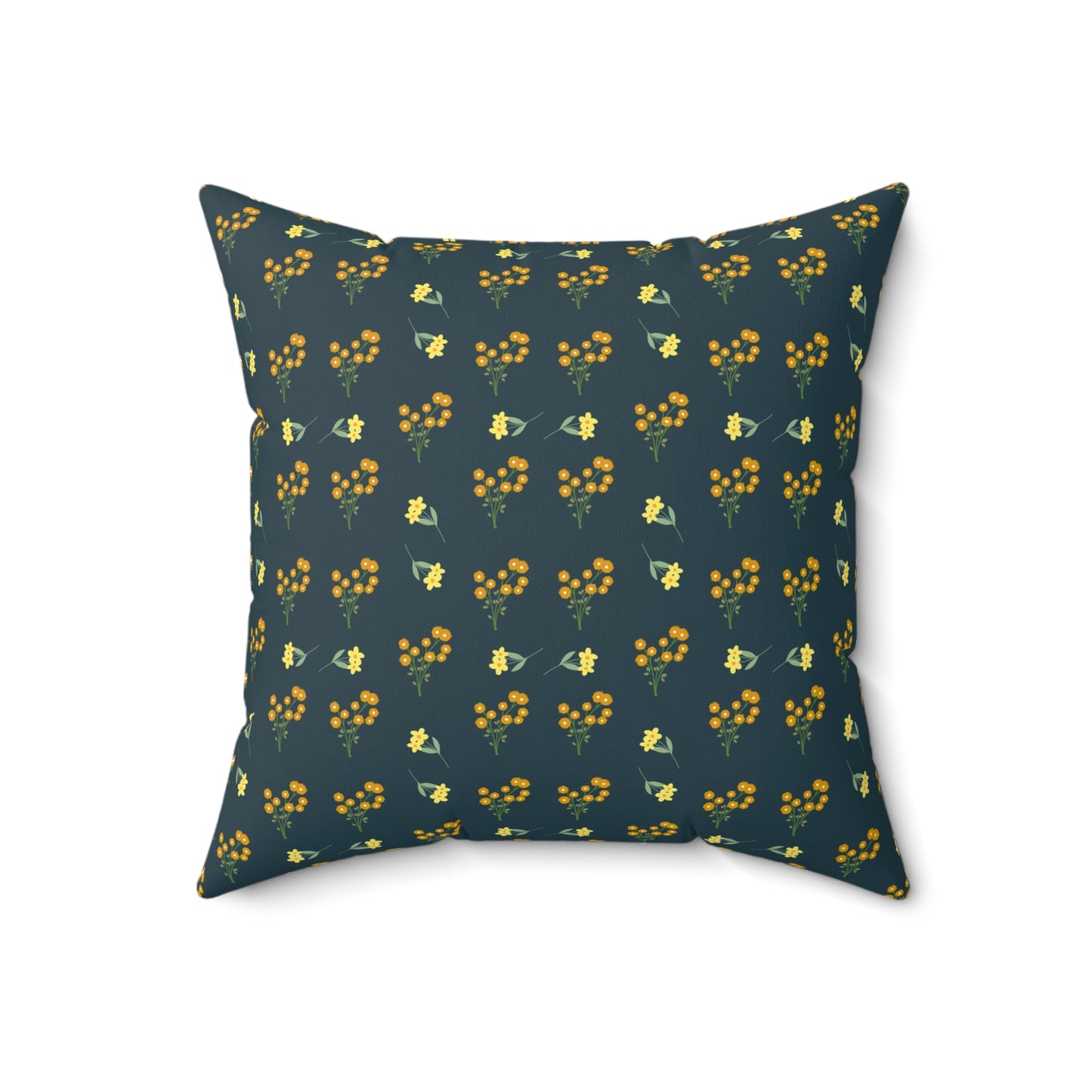 Spun Polyester Square Pillow | Deep Brunswick Green Floral | Cherrified Co. Design