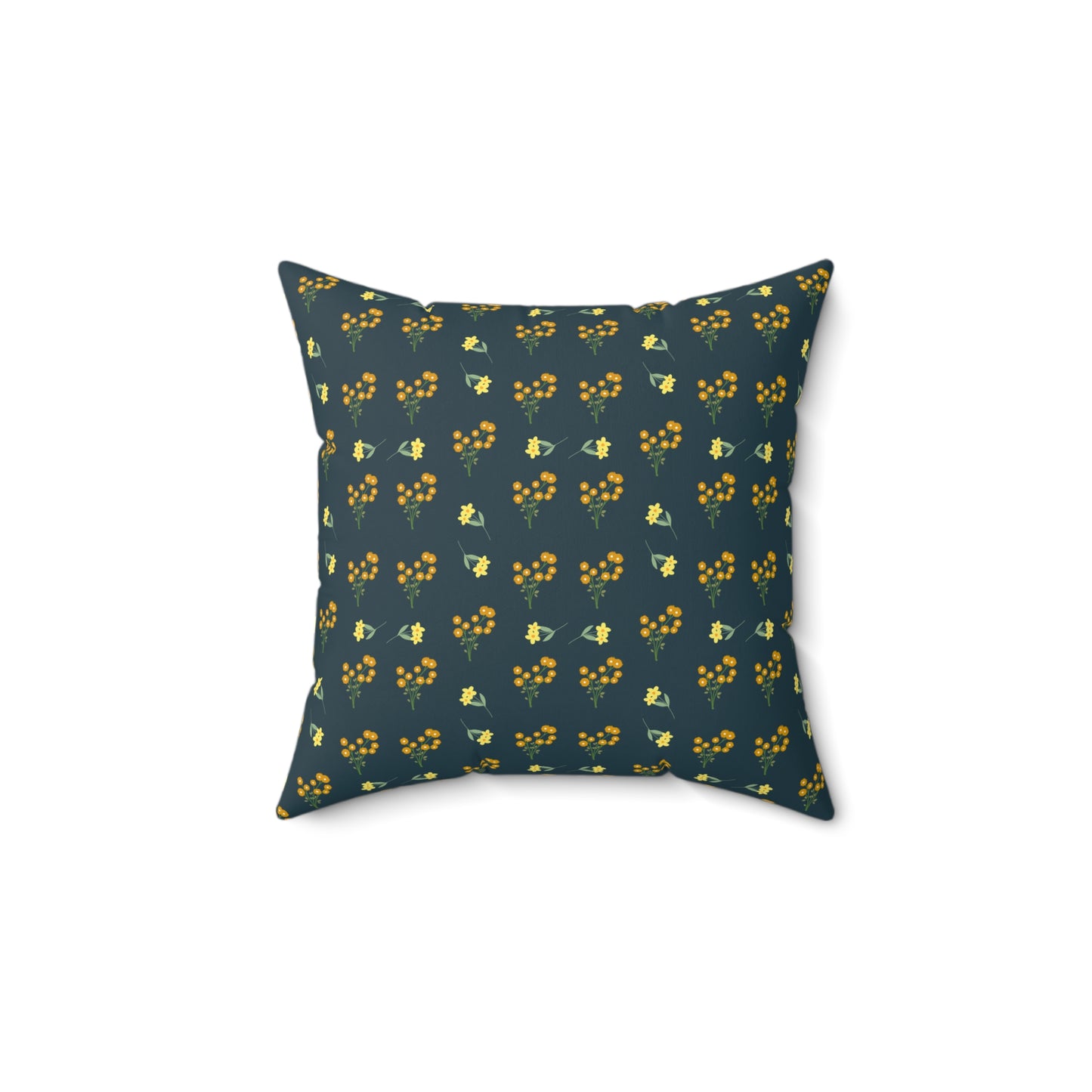 Spun Polyester Square Pillow | Deep Brunswick Green Floral | Cherrified Co. Design