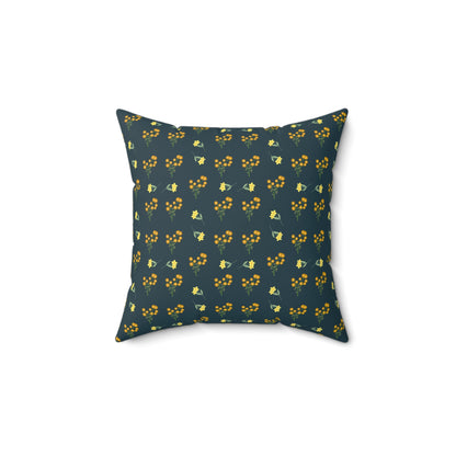 Spun Polyester Square Pillow | Deep Brunswick Green Floral | Cherrified Co. Design