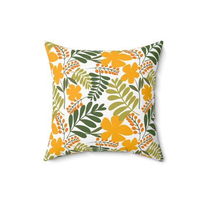 Spun Polyester Square Pillow | Yellow Floral; Botanical | Cherrified Co. Design