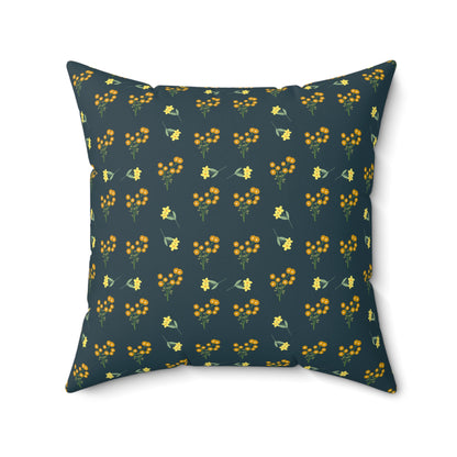 Spun Polyester Square Pillow | Deep Brunswick Green Floral | Cherrified Co. Design