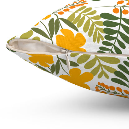 Spun Polyester Square Pillow | Yellow Floral; Botanical | Cherrified Co. Design