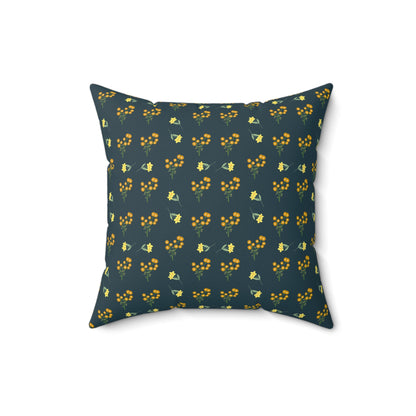 Spun Polyester Square Pillow | Deep Brunswick Green Floral | Cherrified Co. Design