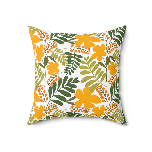 Spun Polyester Square Pillow | Yellow Floral; Botanical | Cherrified Co. Design