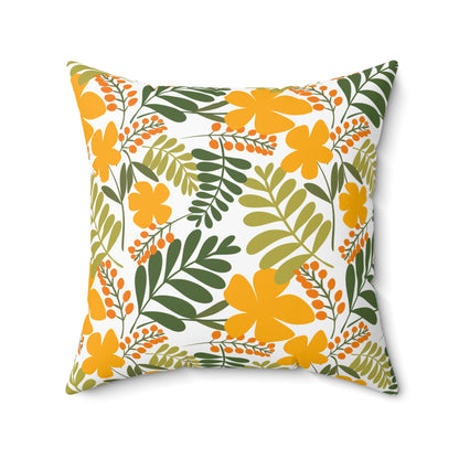 Spun Polyester Square Pillow | Yellow Floral; Botanical | Cherrified Co. Design