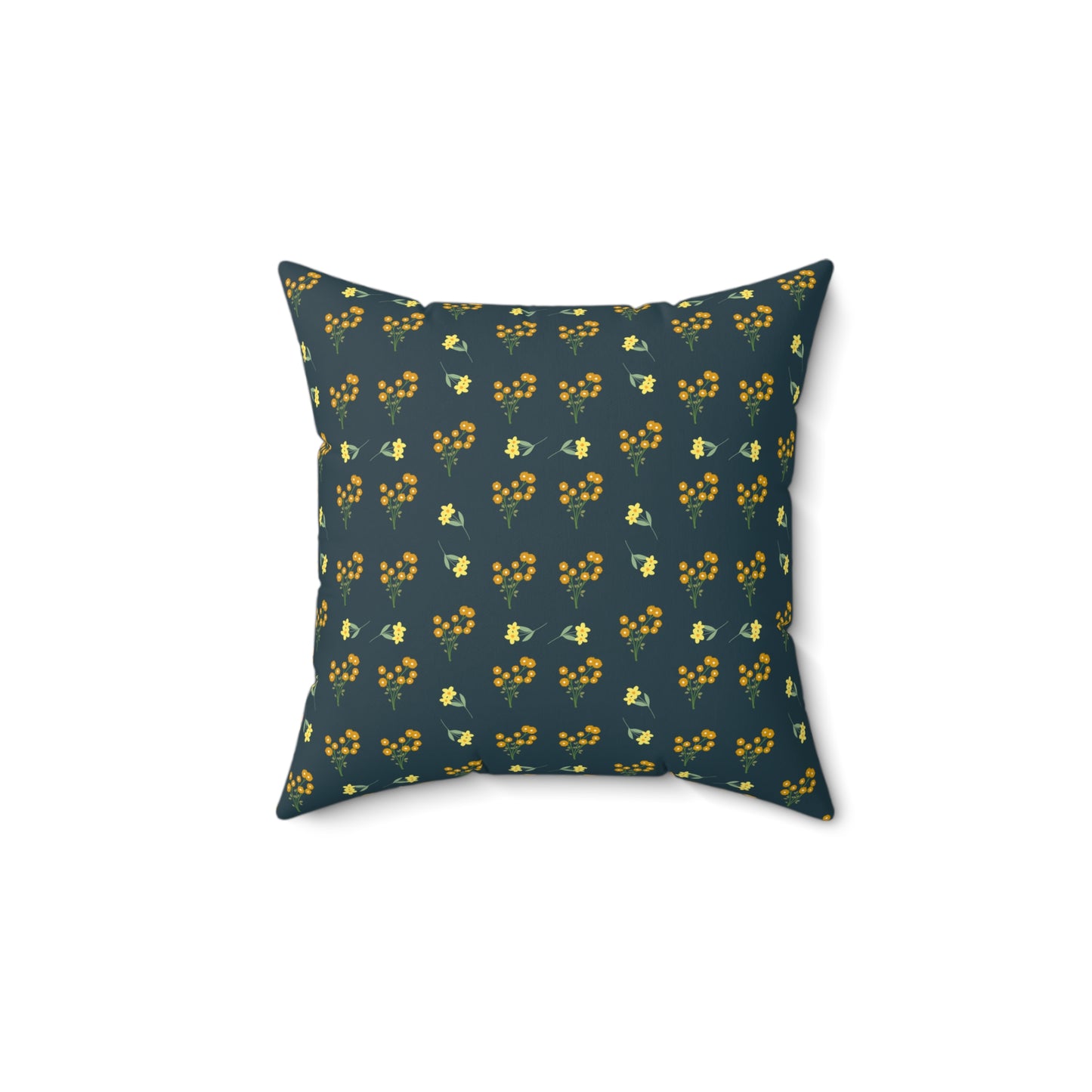 Spun Polyester Square Pillow | Deep Brunswick Green Floral | Cherrified Co. Design