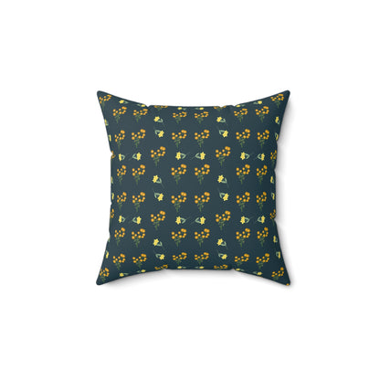 Spun Polyester Square Pillow | Deep Brunswick Green Floral | Cherrified Co. Design