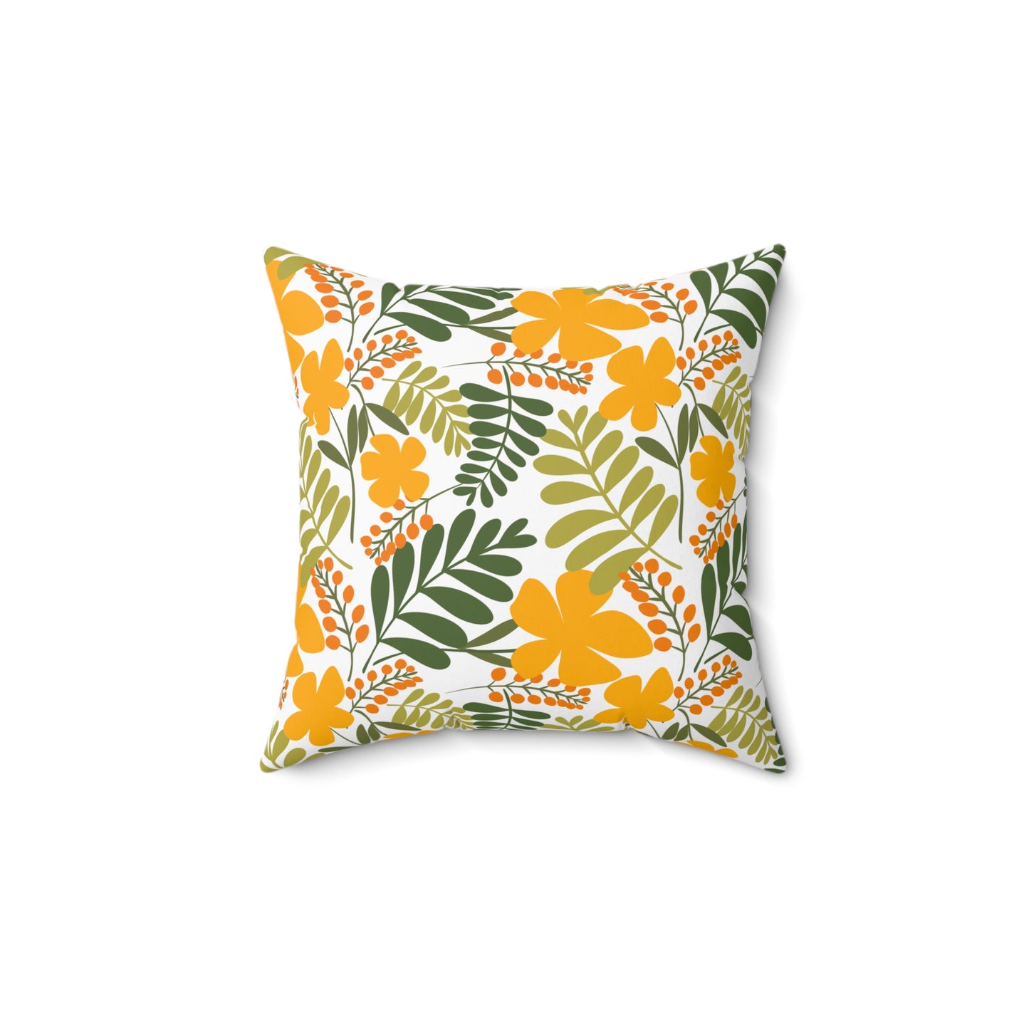 Spun Polyester Square Pillow | Yellow Floral; Botanical | Cherrified Co. Design