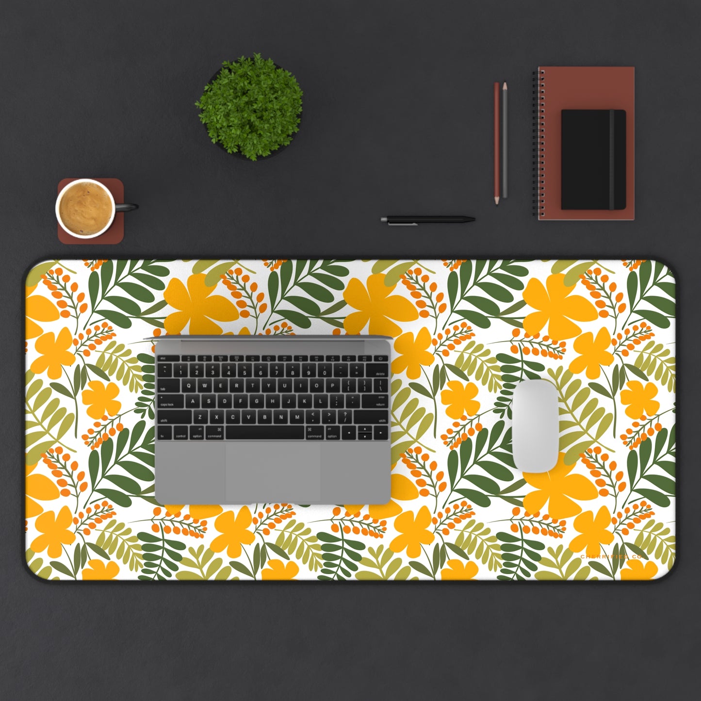 Desk Mat | Mousepad | Golden Blooms | Cherrified Co. Design