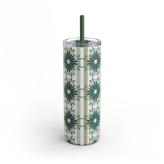 Skinny Matte Tumbler, 20oz | Green Floral Pattern | Cherrified Co. Design | Maars Maker Tumbler