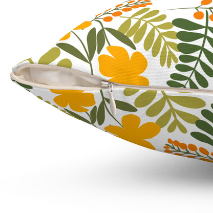 Spun Polyester Square Pillow | Yellow Floral; Botanical | Cherrified Co. Design