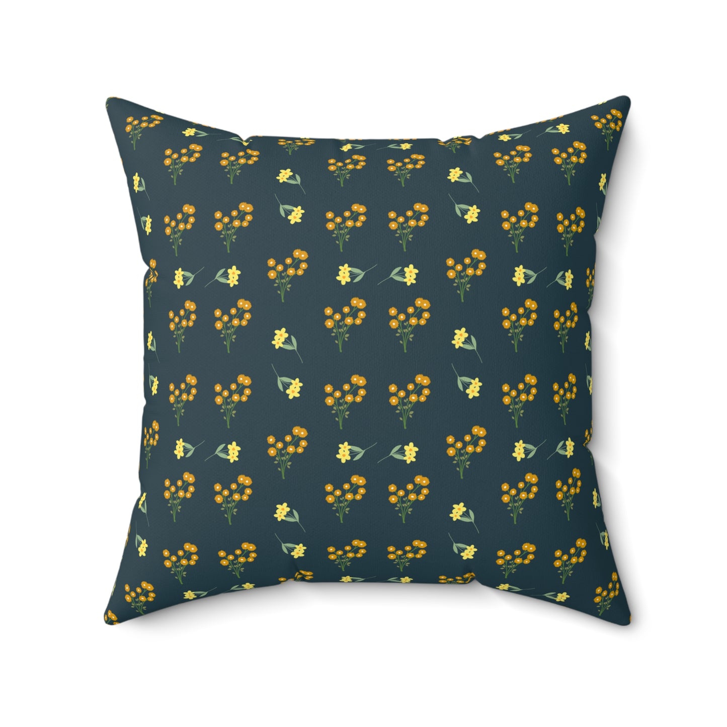 Spun Polyester Square Pillow | Deep Brunswick Green Floral | Cherrified Co. Design