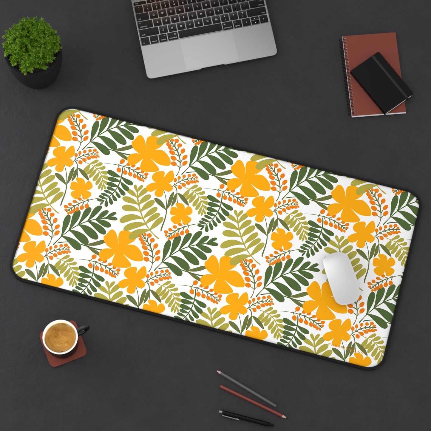 Desk Mat | Mousepad | Golden Blooms | Cherrified Co. Design