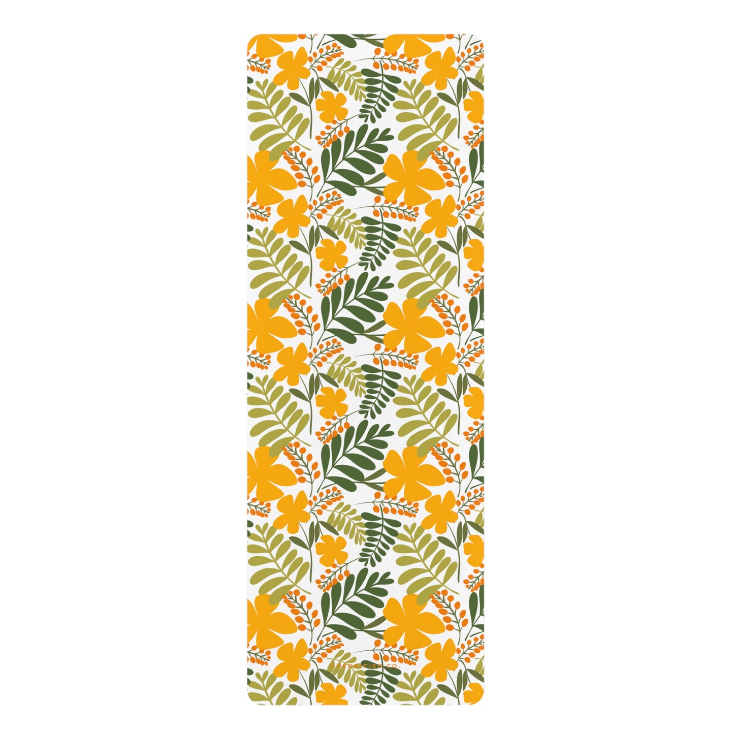 Rubber Yoga Mat | Yellow Floral; Botanical | Cherrified Co. Design