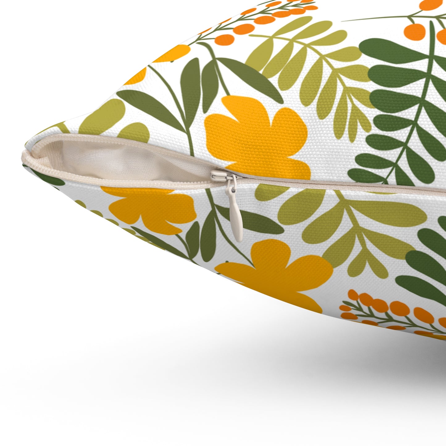 Spun Polyester Square Pillow | Yellow Floral; Botanical | Cherrified Co. Design