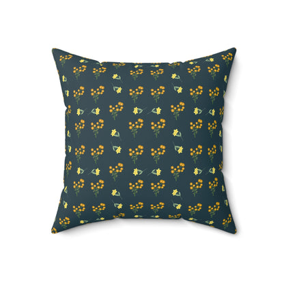 Spun Polyester Square Pillow | Deep Brunswick Green Floral | Cherrified Co. Design