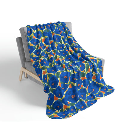 Floral Fleece Sherpa Blanket | Sapphire Garden | Cherrified Co. Design