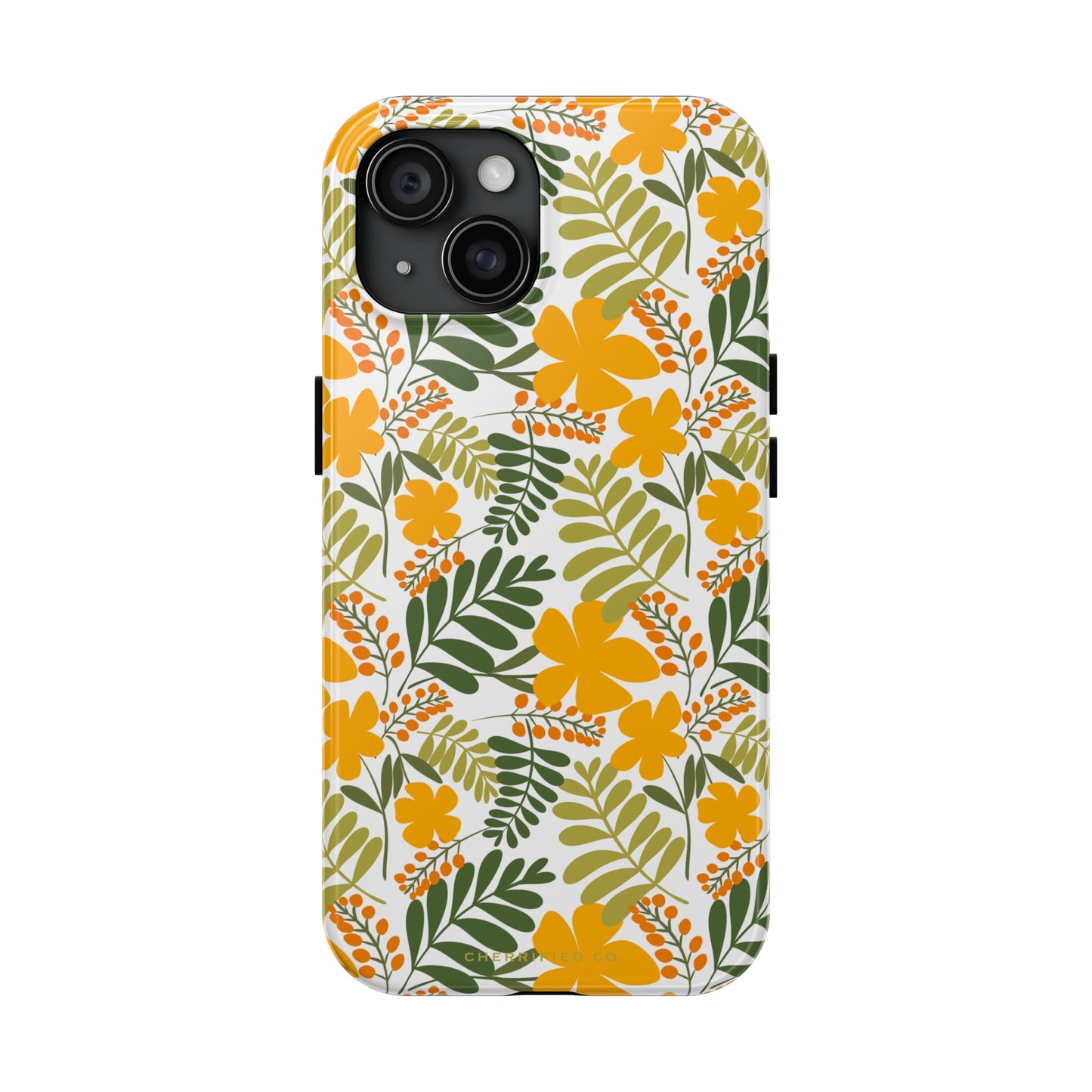 Tough Iphone 15 Case | Golden Blooms | Cherrified Co. Design