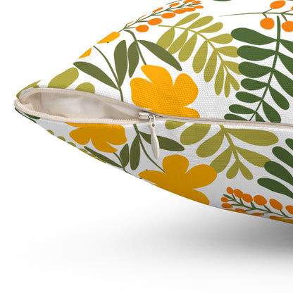 Spun Polyester Square Pillow | Yellow Floral; Botanical | Cherrified Co. Design